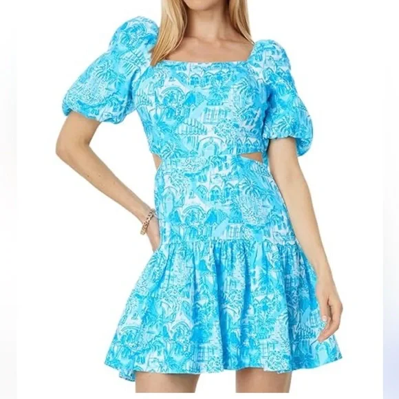 Lilly Pulitzer Kylanne Amalfi Blue Sunny State Of Mind Mini Dress - Picture 1 of 6